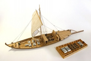 model szkuty i komięgi, statki rzeczne używane do transportu soli